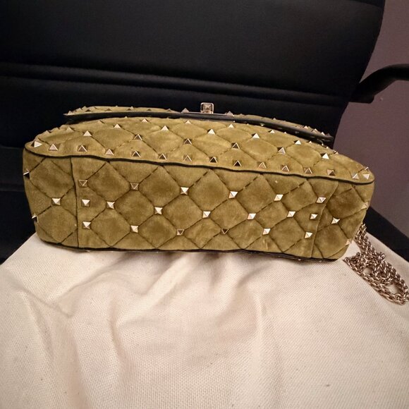 Valentino Green Suede Rockstud Bag - Picture 4 of 10